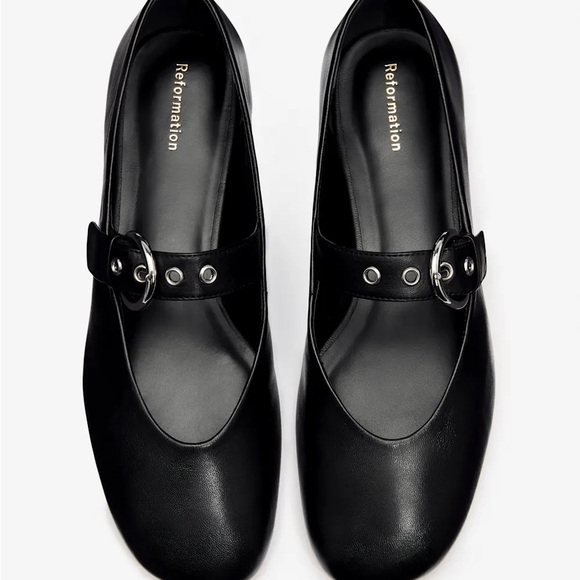 Reformation Shoes - Reformation Bethany Ballet Flats | Black Leather | Size 10